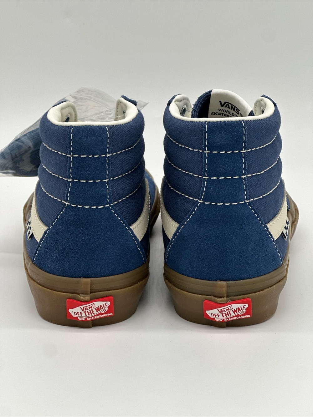 Vans Navy Canvas High-Top Sneakers with Cream Stripe - Picture 6 of 10